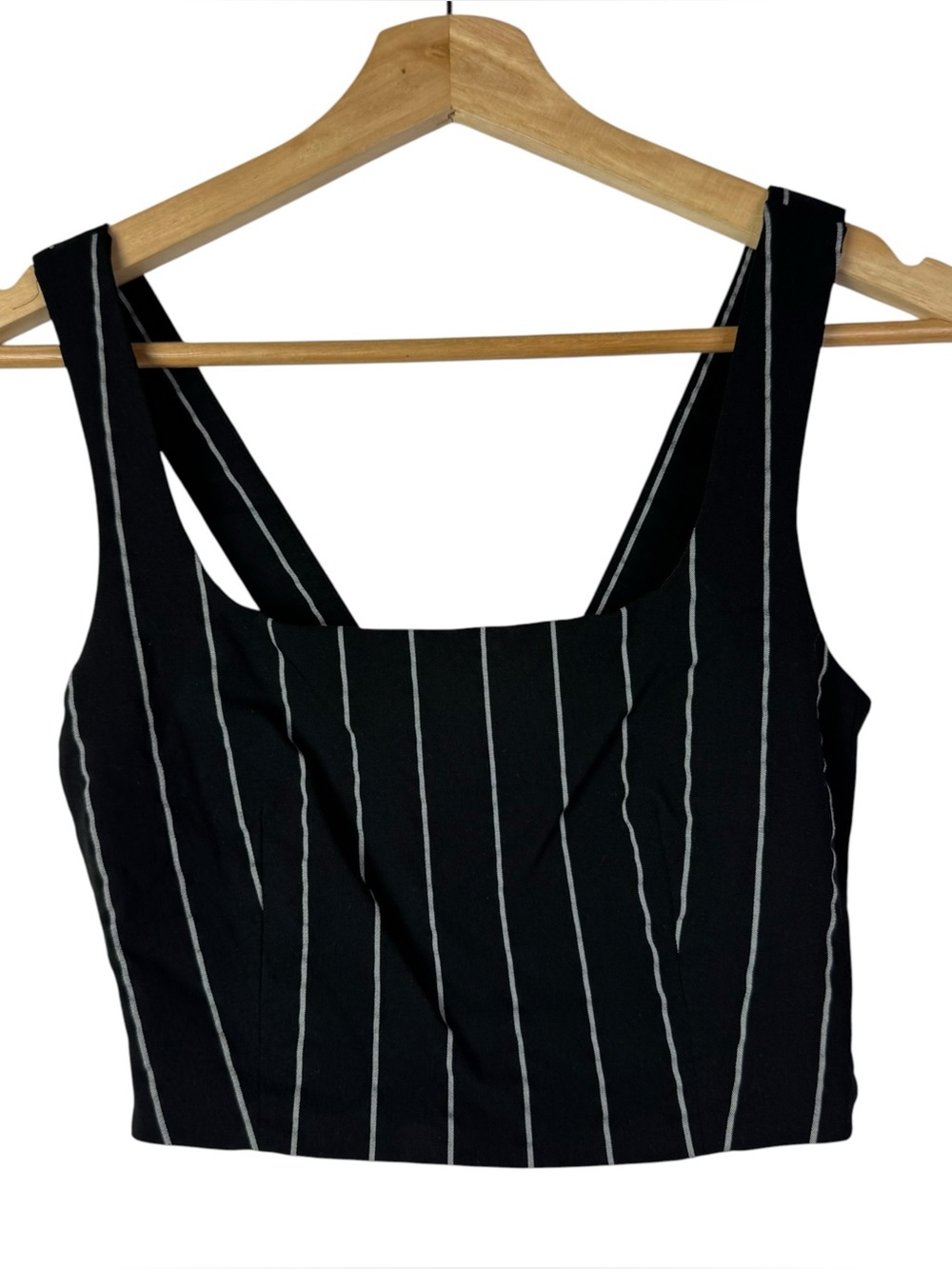 H&M Black & White Pin Stripe Dressy Crop Tank Top 2